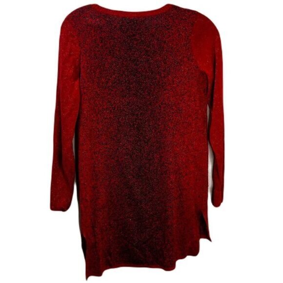 Apt. 9 Red‎ & Black Metallic Shimmer Tunic Knit Sweater XS - Picture 2 of 5